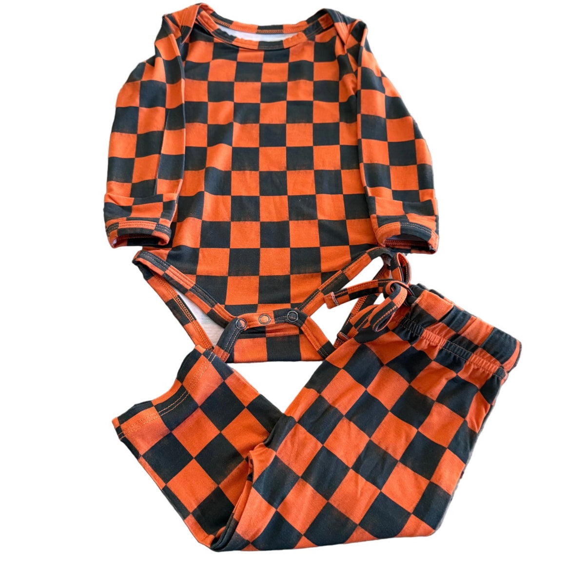 Spooky Checkers Long Sleeve Onesie and Pants Set