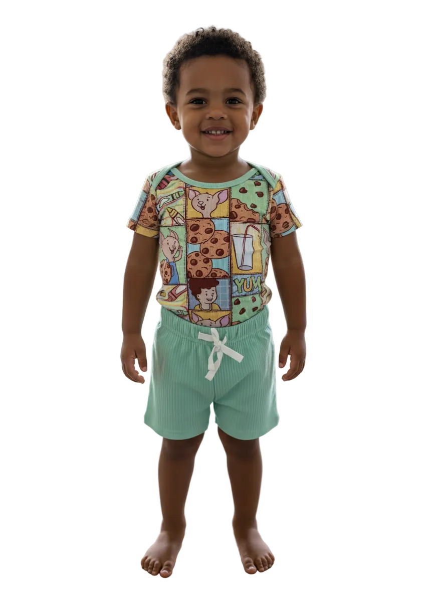 Just One Bite Ribbed Onesie and shorts set