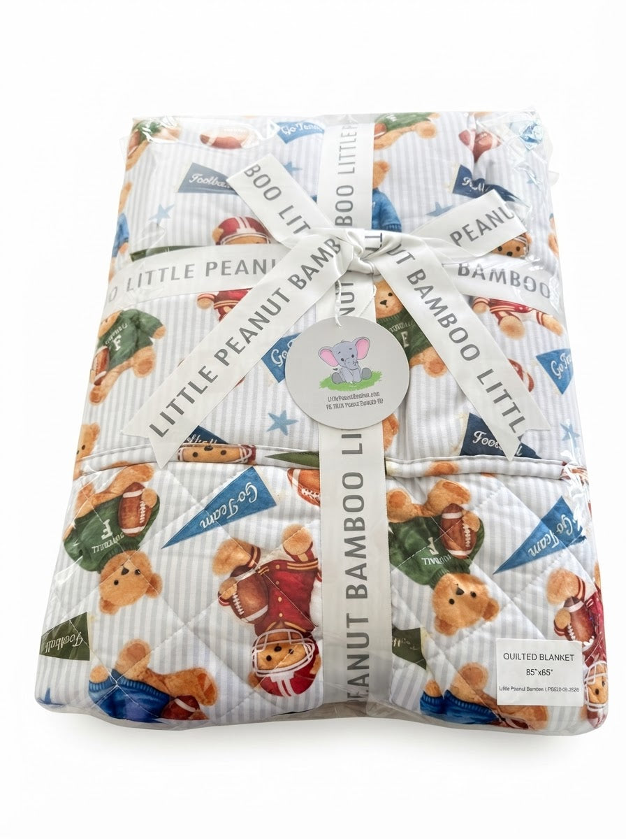 Teddy Touchdown 65x85 French Terry Quilted Blanket