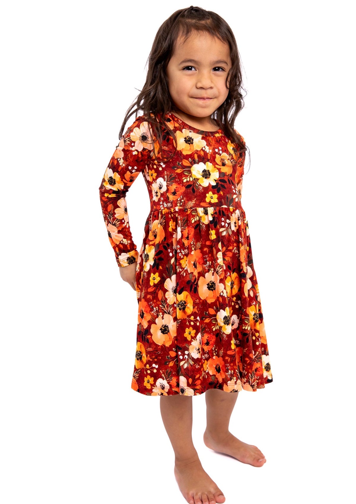 Autumn Bloom Long Sleeve Twirl Dress