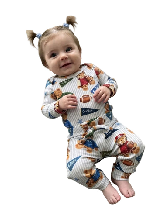 Teddy Touchdown Long Sleeve Onesie and Pants Set