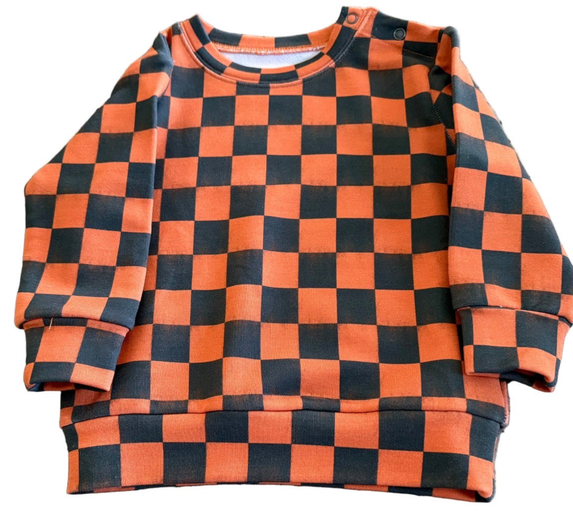 Spooky Checkers French Terry Child Crewneck