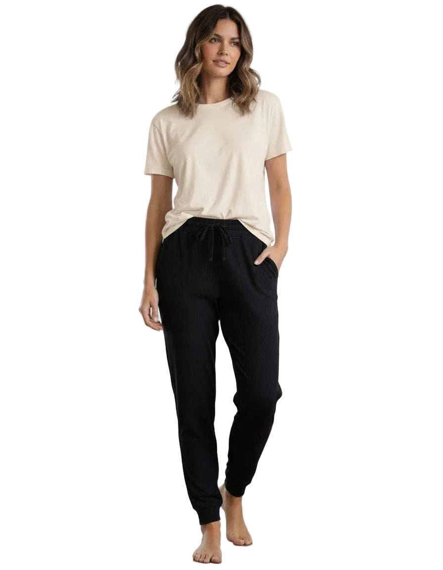 * NEW * Black Ribbed Joggers