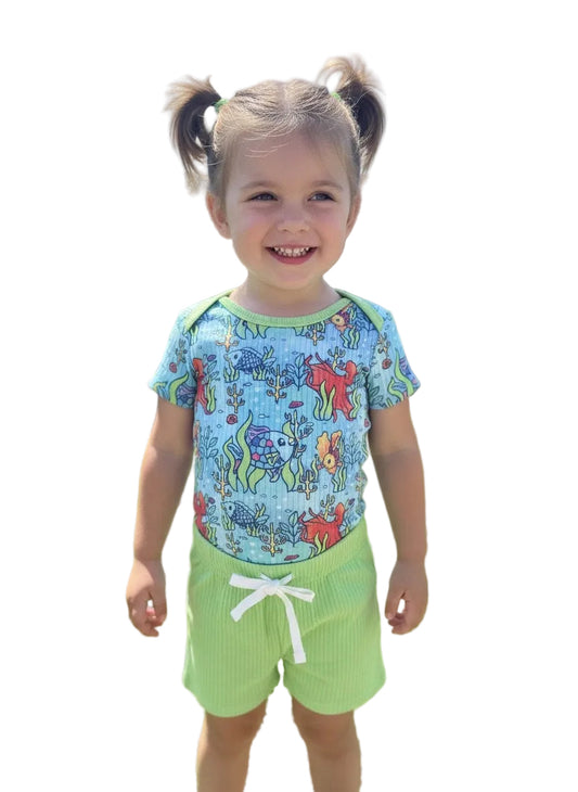 Ocean Friends Ribbed Onesie and Short Set