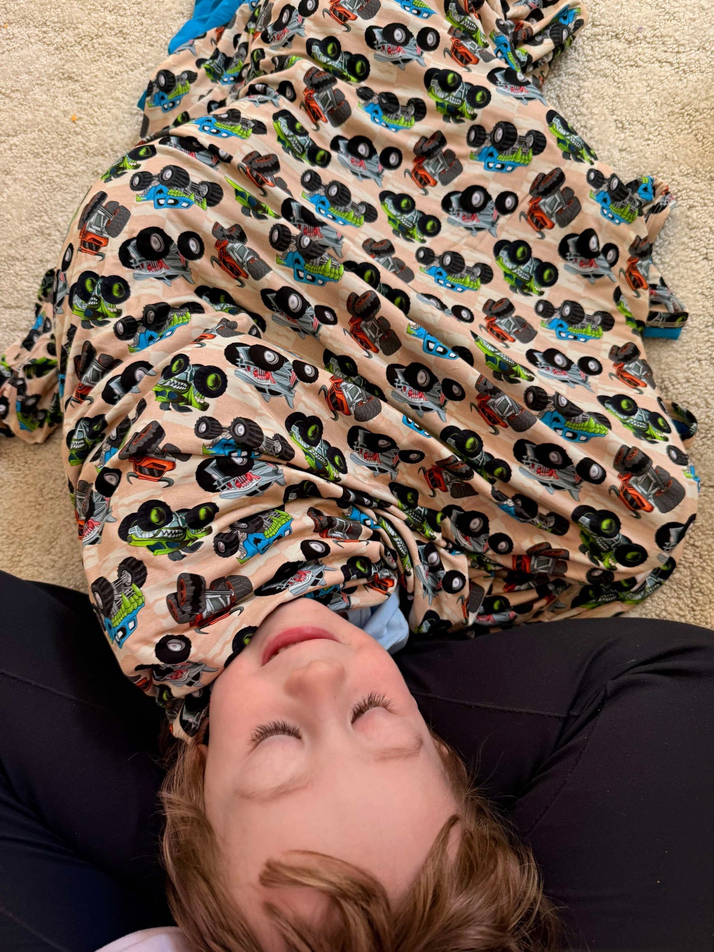Monster Trucks Double Layered Bamboo Blanket 50x50
